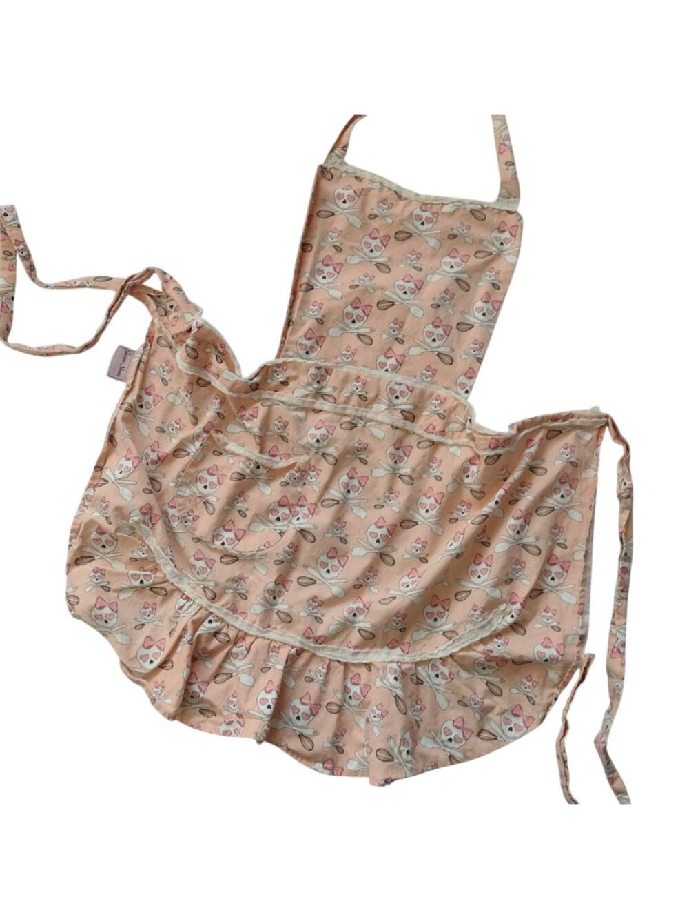 Retro Style Jessie Steele Apron OS Pink Skull Cotton w Removable Bib